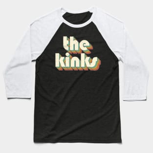 Vintage Kinks Rainbow Letters Distressed Style Baseball T-Shirt